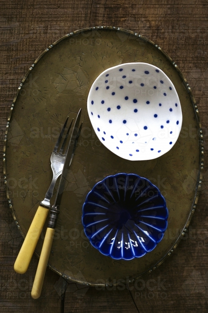 Antique plates and kitchen wares - Australian Stock Image