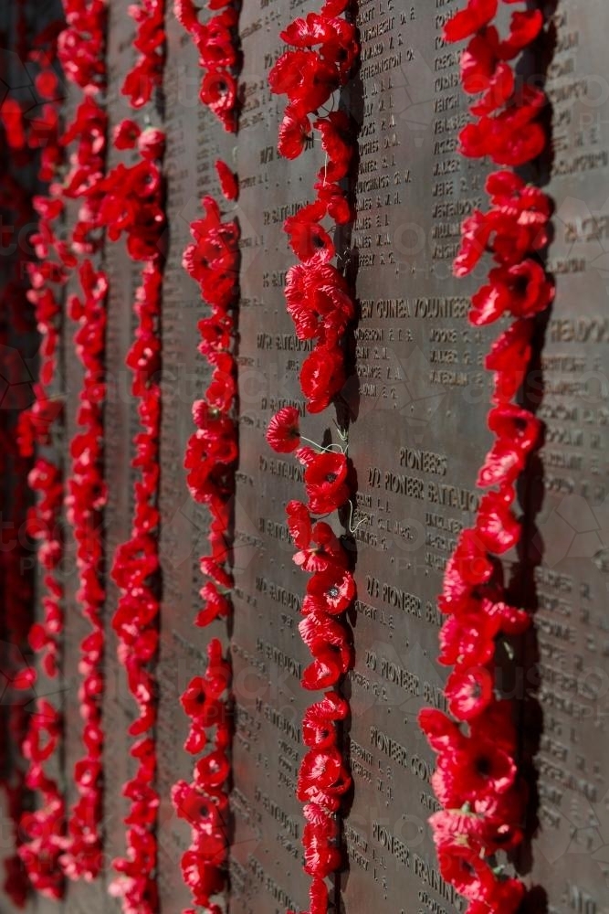 ANZAC DAY at the Australian War Memorial, Wall of Remembrance - Australian Stock Image
