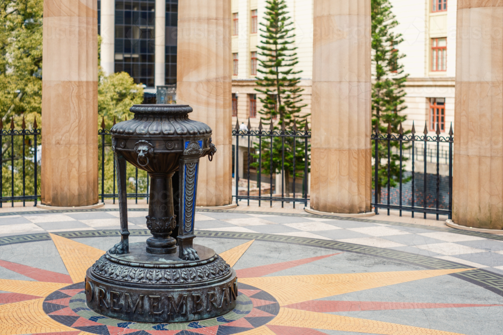 ANZAC Memorial with Eternal Flame in Brisbane CBD - Australian Stock Image