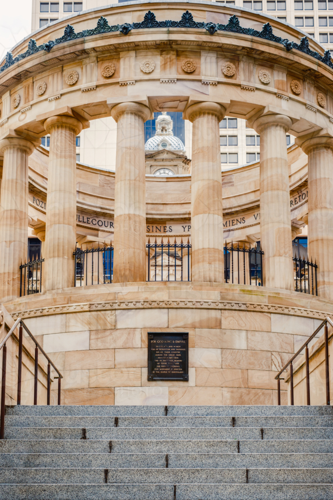ANZAC Memorial with Eternal Flame in Brisbane CBD - Australian Stock Image