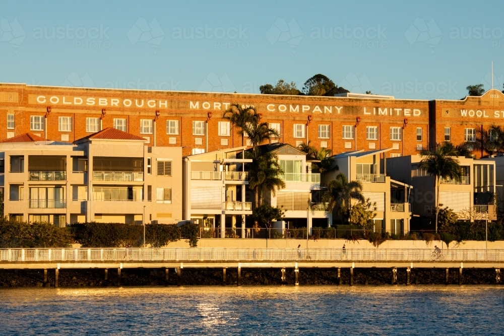 Apartments along the Brisbane River in Teneriffe - Australian Stock Image