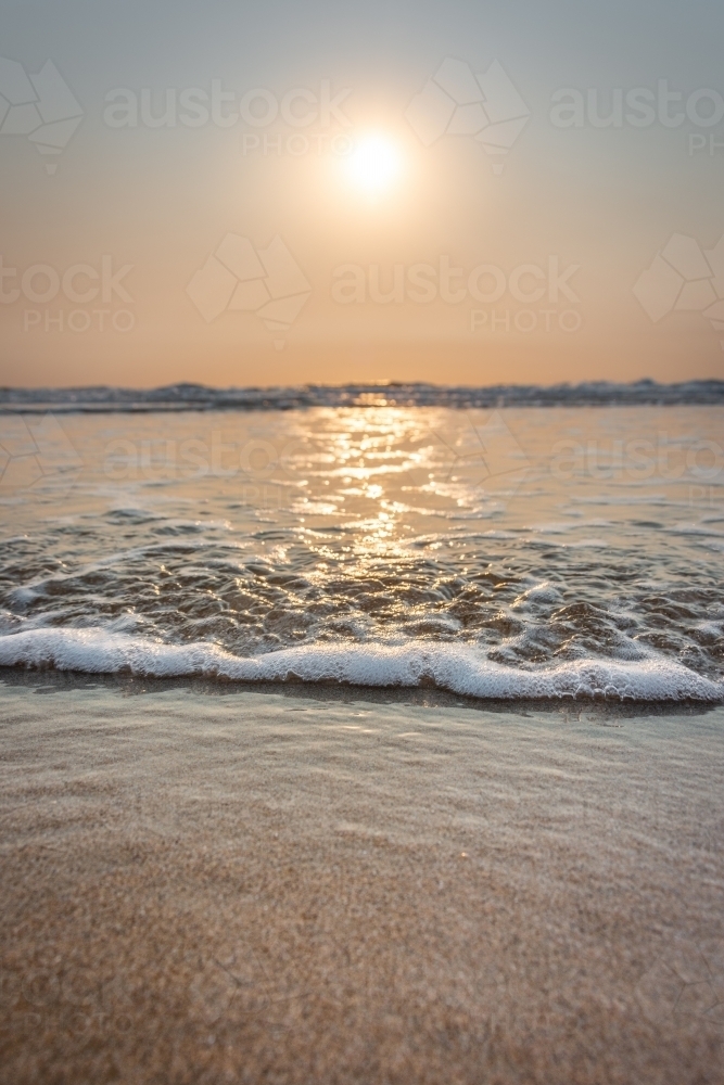 Waves & Tide Approaching during Sunrise on a Great Ocean Road Coastline - Australian Stock Image