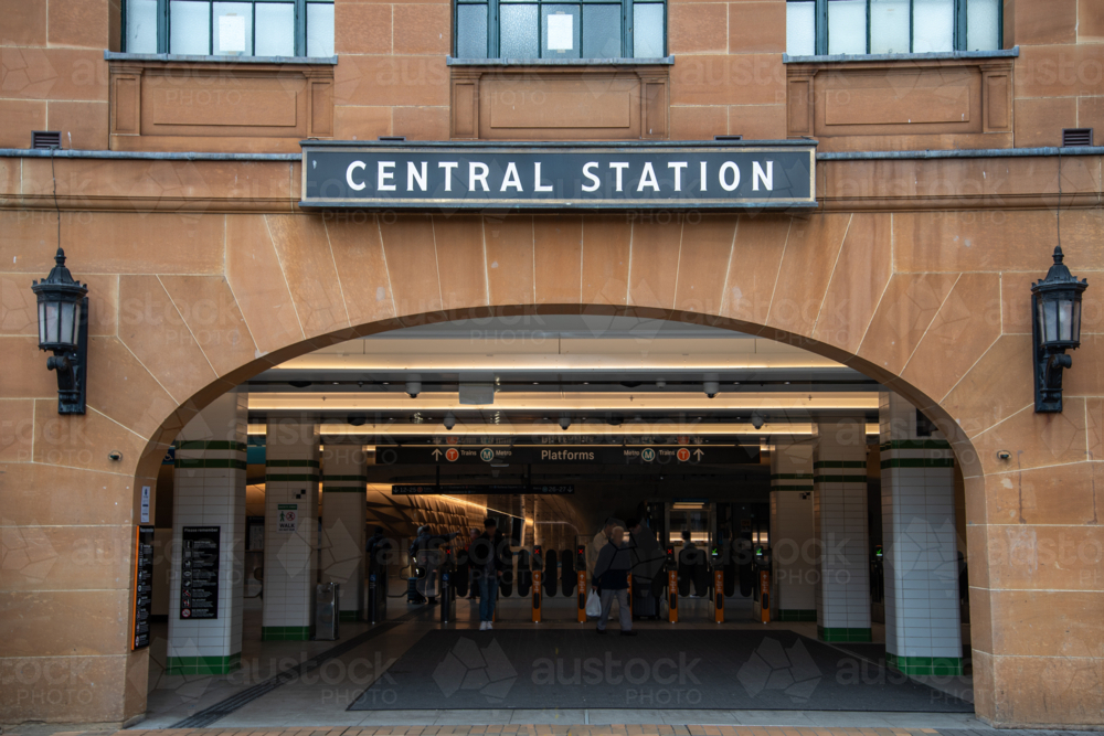 Archway entry into Central Station in Sydney - Australian Stock Image