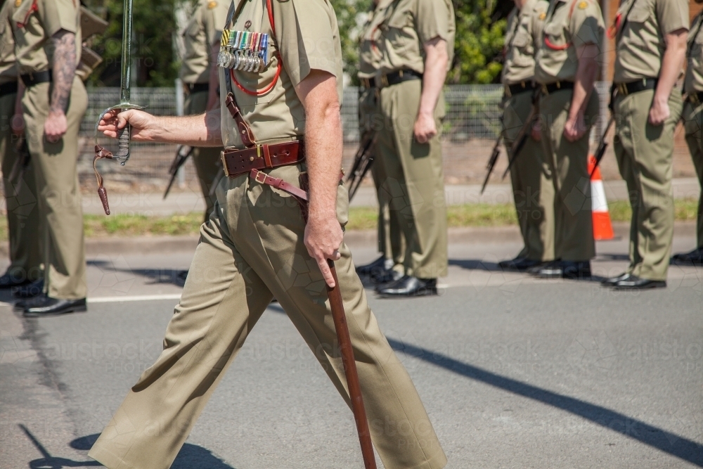 Army soldiers standing in ranks during the freedom of entry ceremony - Australian Stock Image