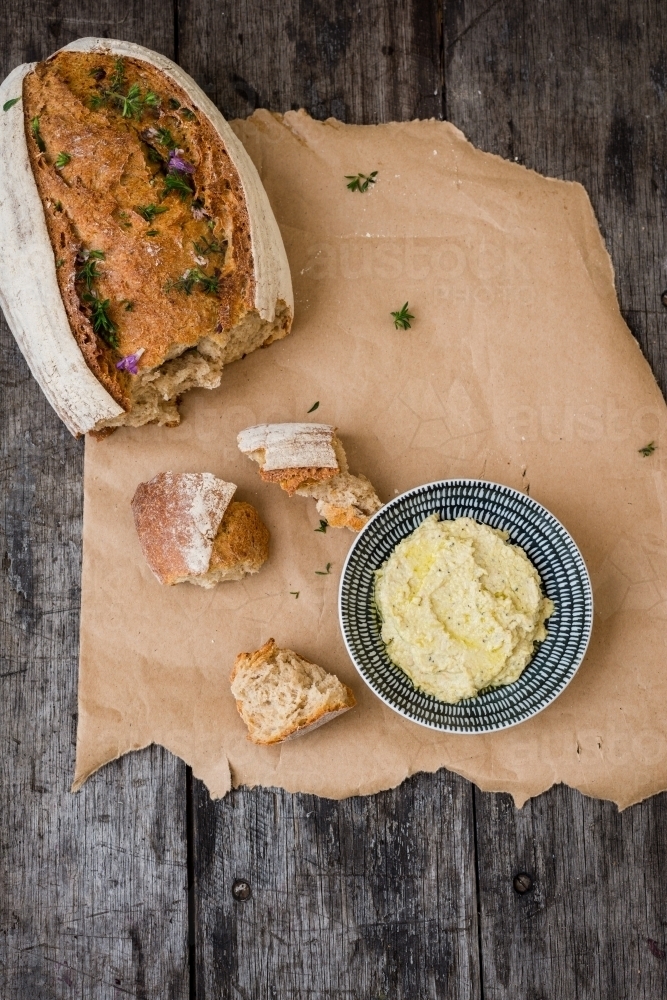 artichoke dip with bread - Australian Stock Image