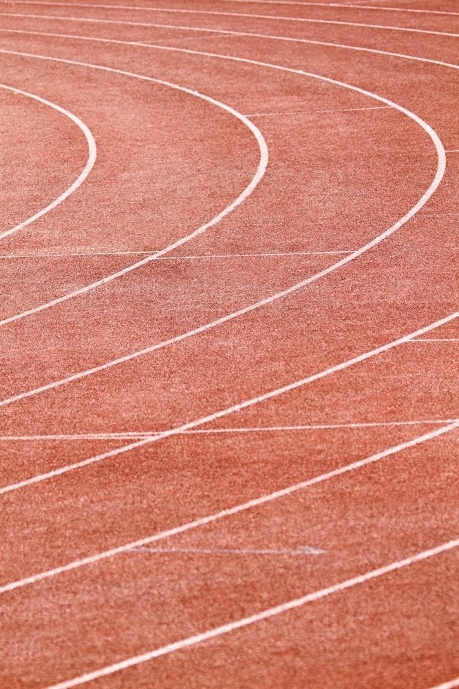 Athletics track lanes. - Australian Stock Image