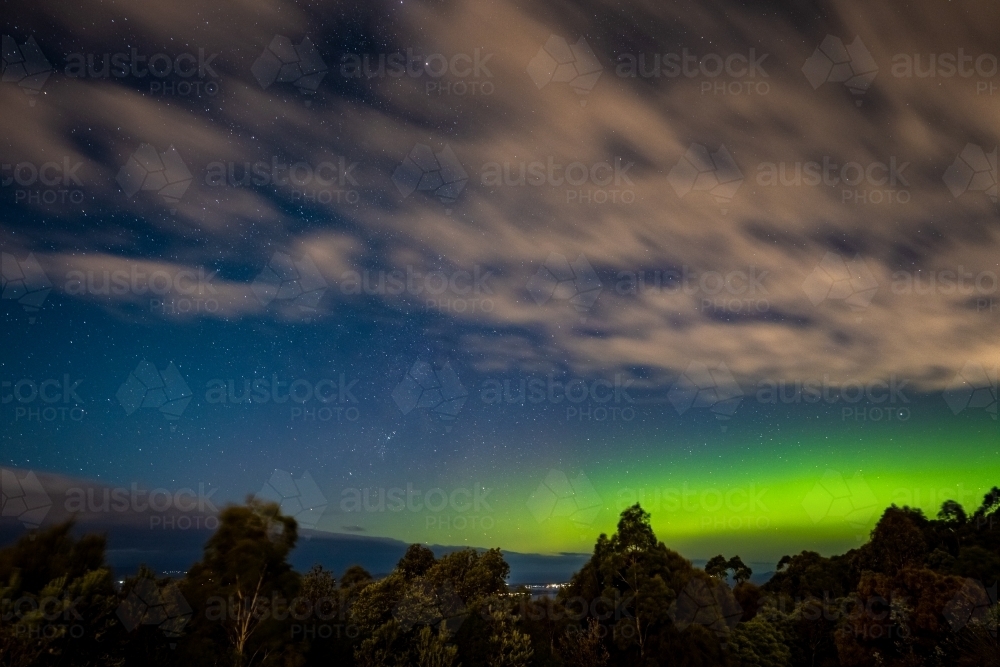 Aurora Australis in Hobart Tasmania - Australian Stock Image