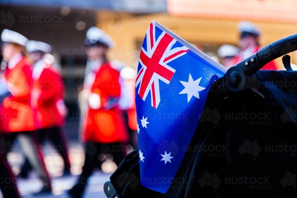 Australian flag at ANZAC day parade - Australian Stock Image