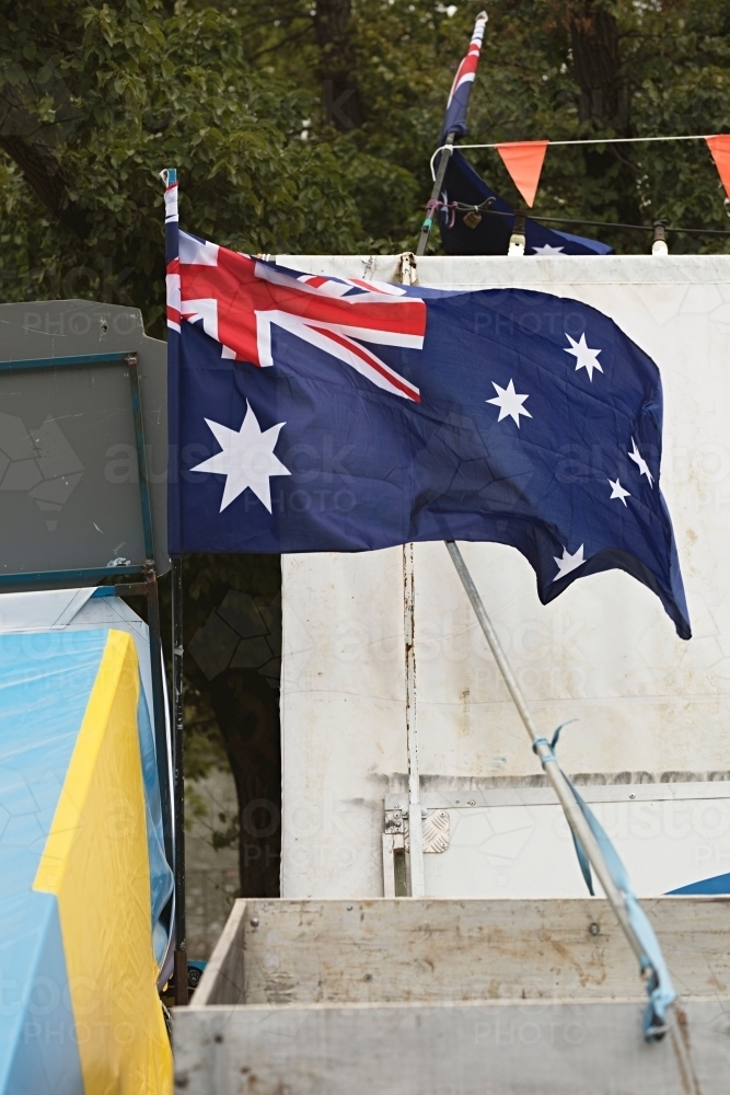 Australian flag at carnival in Melbourne - Australian Stock Image