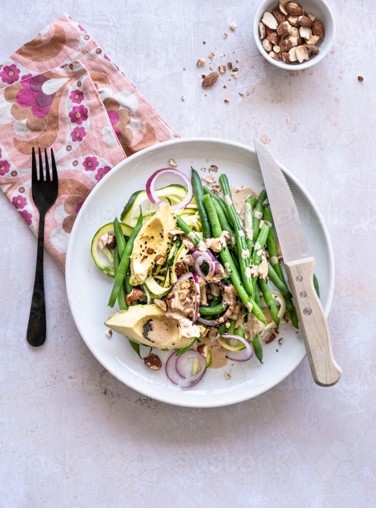 Avocado & bean salad on aplate. - Australian Stock Image