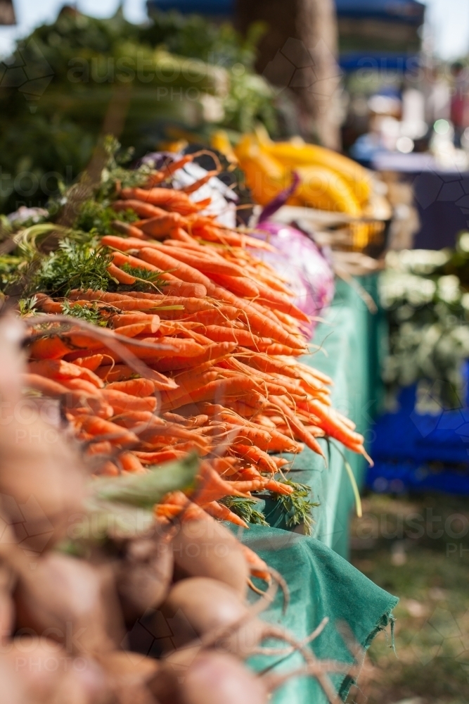 Baby carrots at local farmers market - Australian Stock Image