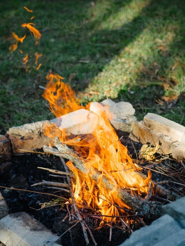 Backyard fire pit - Australian Stock Image