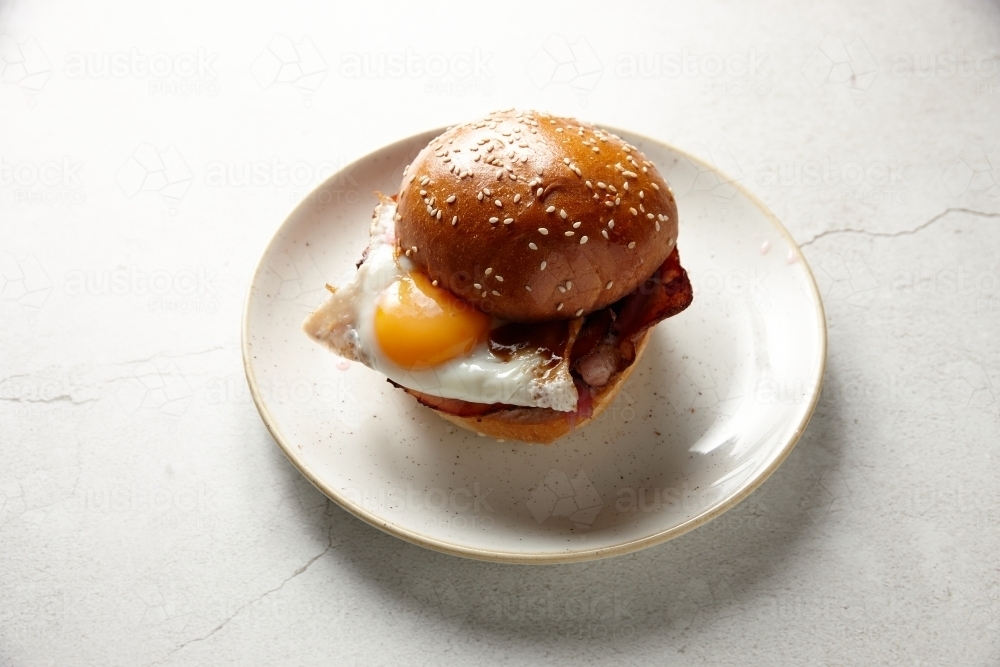 Bacon and egg roll - Australian Stock Image