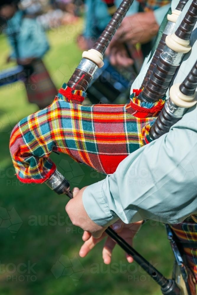 Bagpipes being played - Australian Stock Image