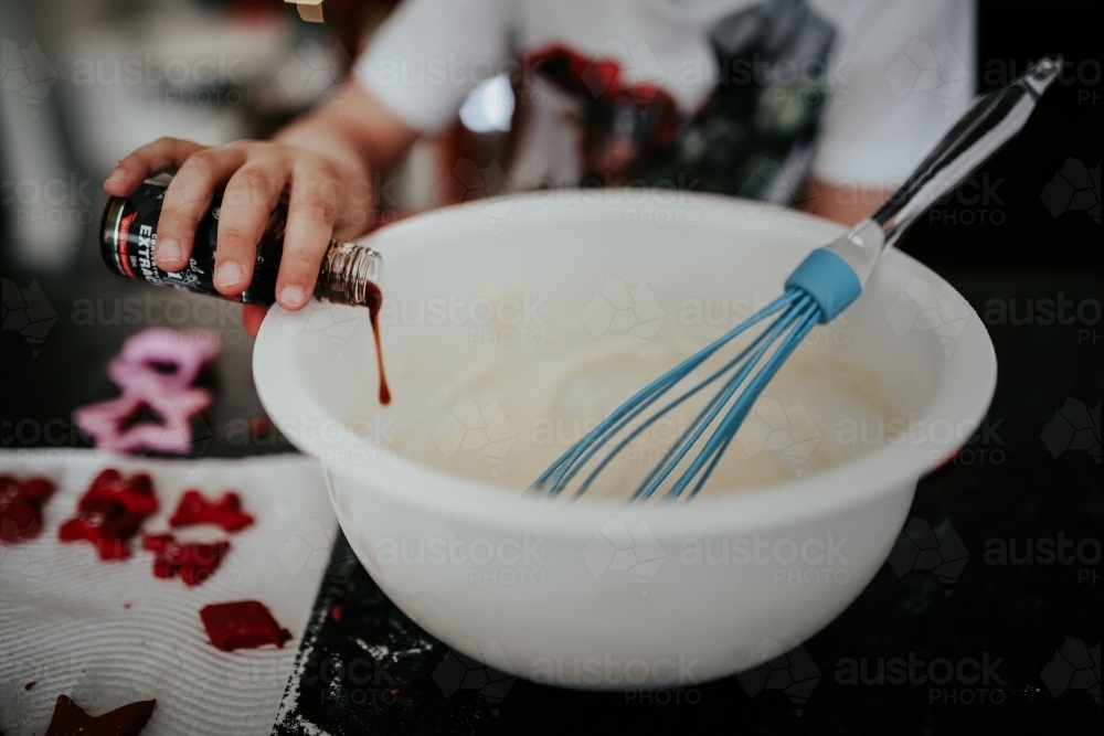 Detail shot of baking with children - Australian Stock Image