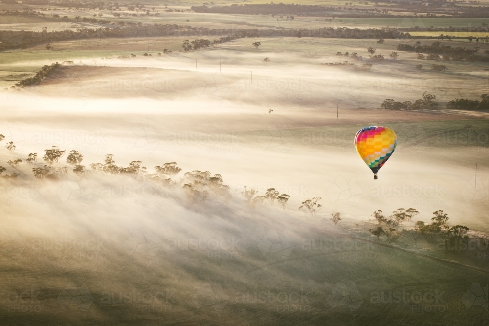 Ballooning and aerial landscape Avon Valley Western Australia - Australian Stock Image