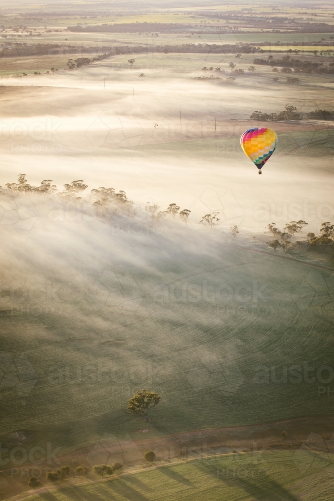 Ballooning and aerial landscape Avon Valley Western Australia - Australian Stock Image