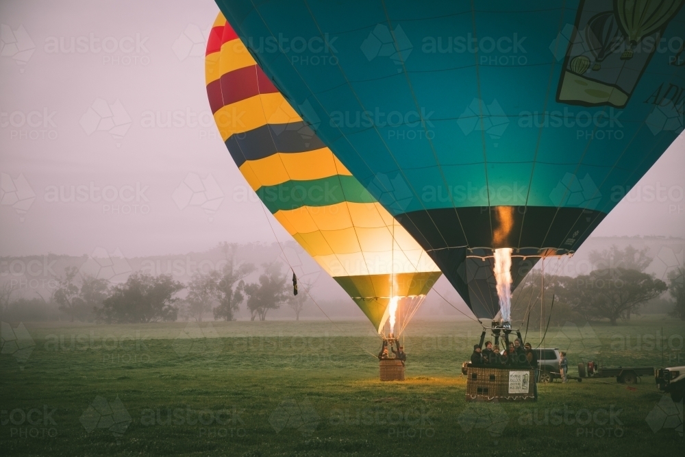 Balloons launching in the Avon Valley in Western Australia - Australian Stock Image