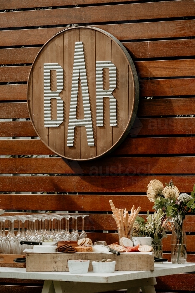 Bar at a wedding ready to go. - Australian Stock Image