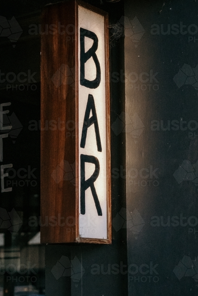 Bar Rise Sign Image of 'Bar' vertical sign - Austockphoto