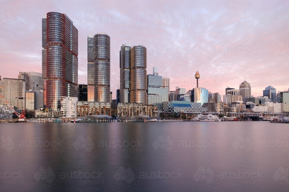 Barangaroo Towers at Sunset Sydney - Australian Stock Image