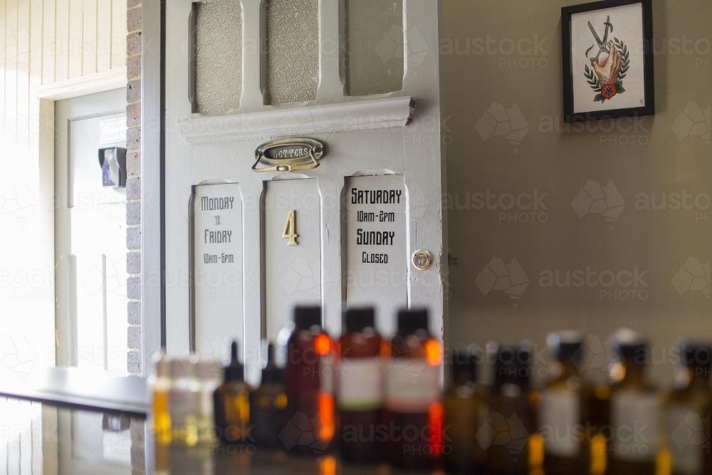 Barber shop opening hours - Australian Stock Image