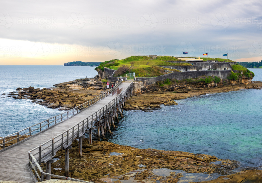 Bare Island view from across bridge - Australian Stock Image