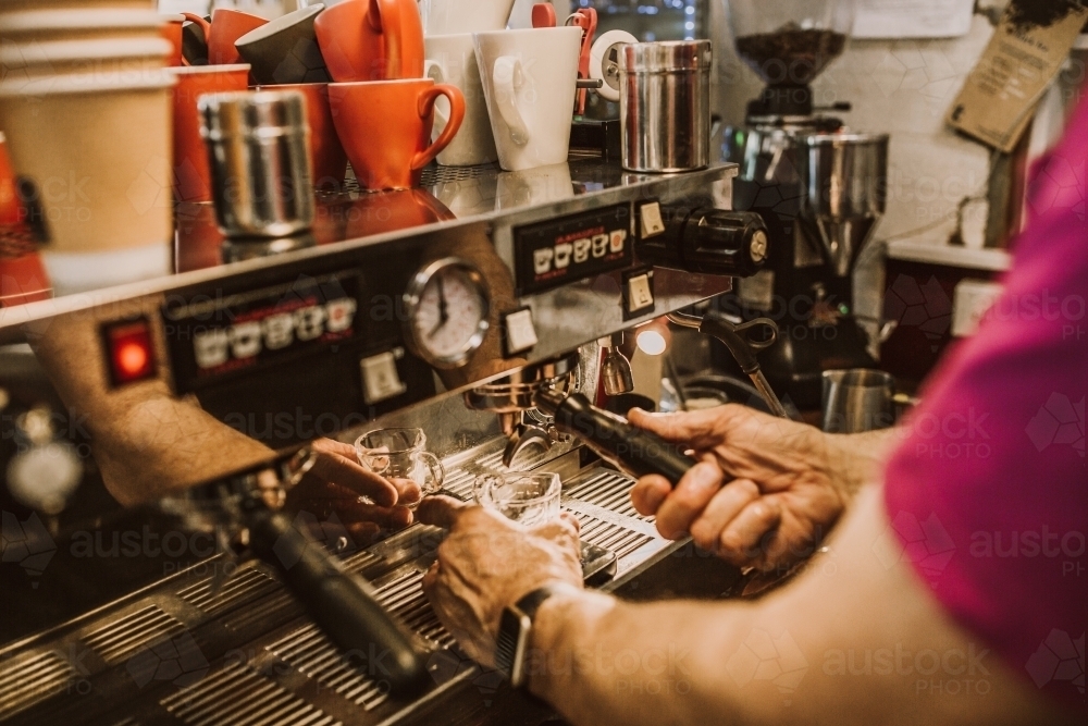 Barista making coffee - Australian Stock Image