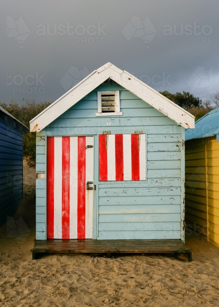 Bathing box at a city beach - Australian Stock Image