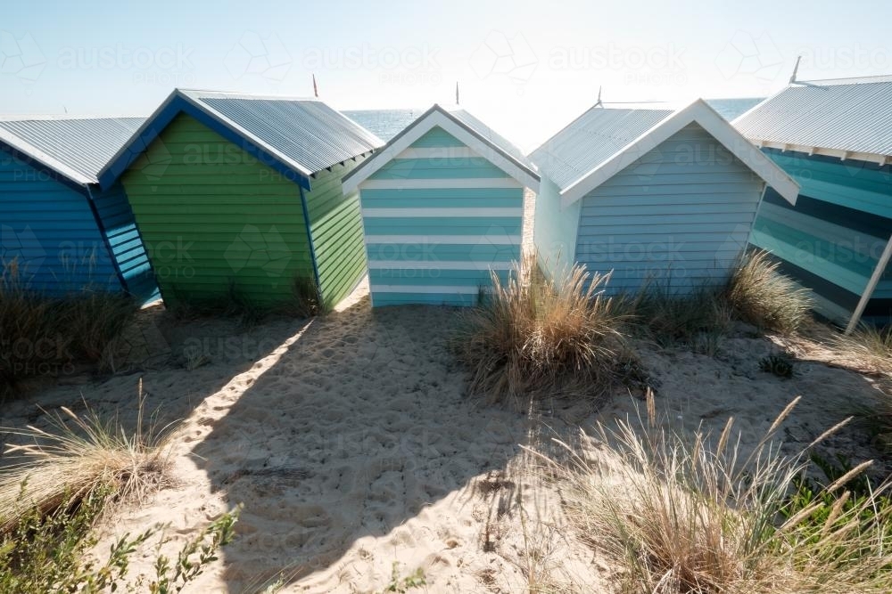 Bathing Boxes in Brighton from the Back - Australian Stock Image