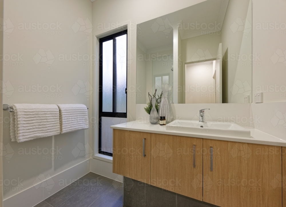 Bathroom interior of modern new build house - Australian Stock Image