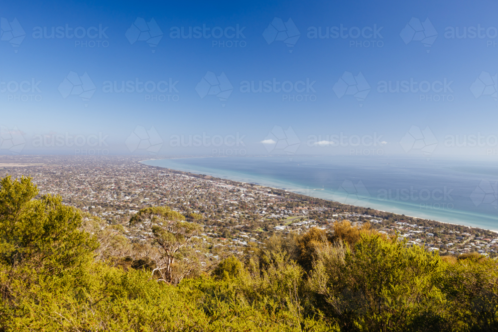 Bays Lookout at Seawinds Garden as part of the Arthurs Seat State Park on a clear day in autumn - Australian Stock Image