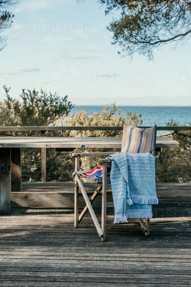 Beach Chair & towel - Australian Stock Image