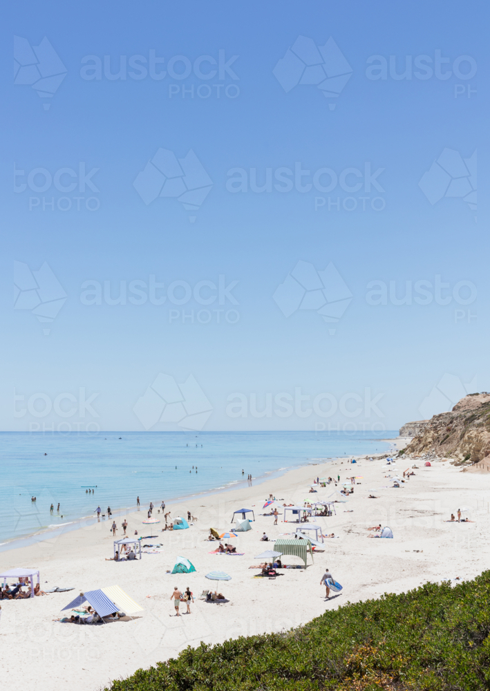 Beach on a clear day with no waves - Australian Stock Image