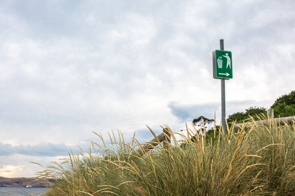 Beach signs in the dune grass - Australian Stock Image