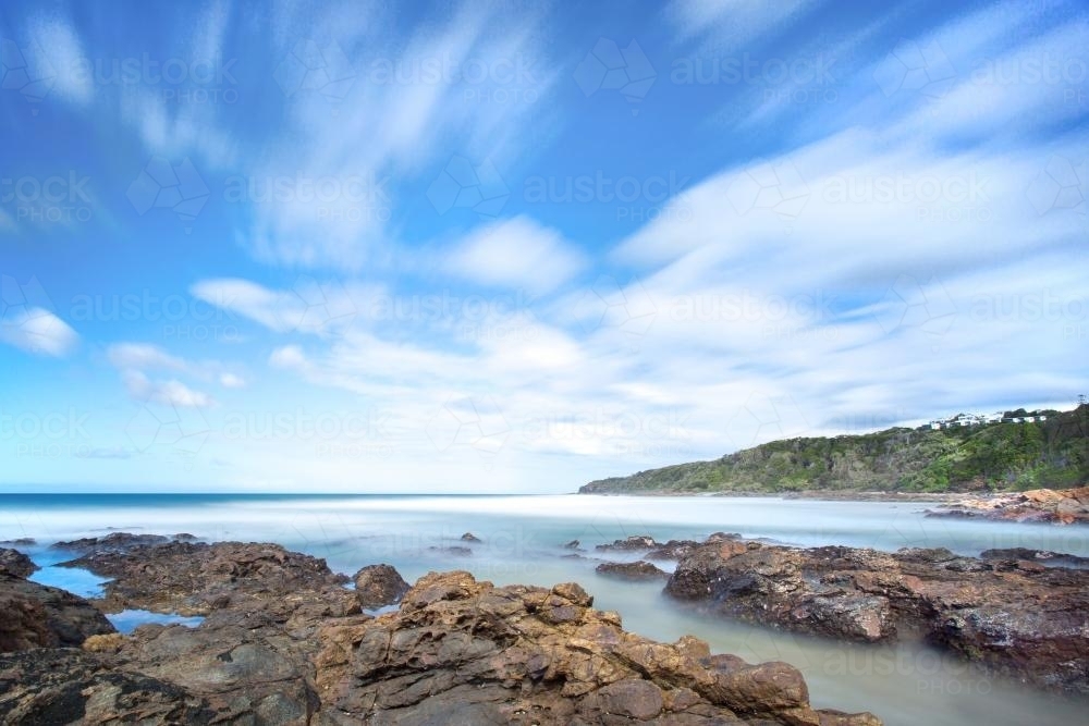 Beach with dramatic clouds - Australian Stock Image