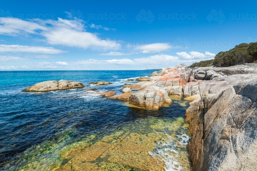 Beautiful blue sky day on Tasmania's pretty  East coast - Australian Stock Image