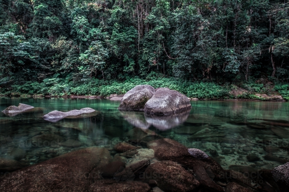 Beautiful swimming hole in the rainforest - Australian Stock Image