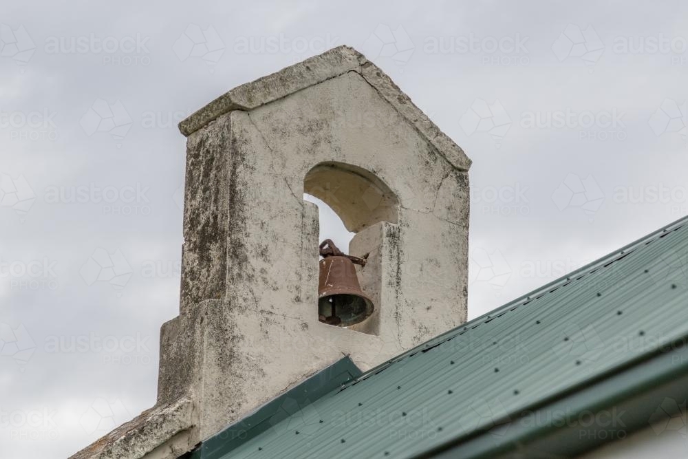 Bell on top of Warkworth St Phillips Country Church - Australian Stock Image