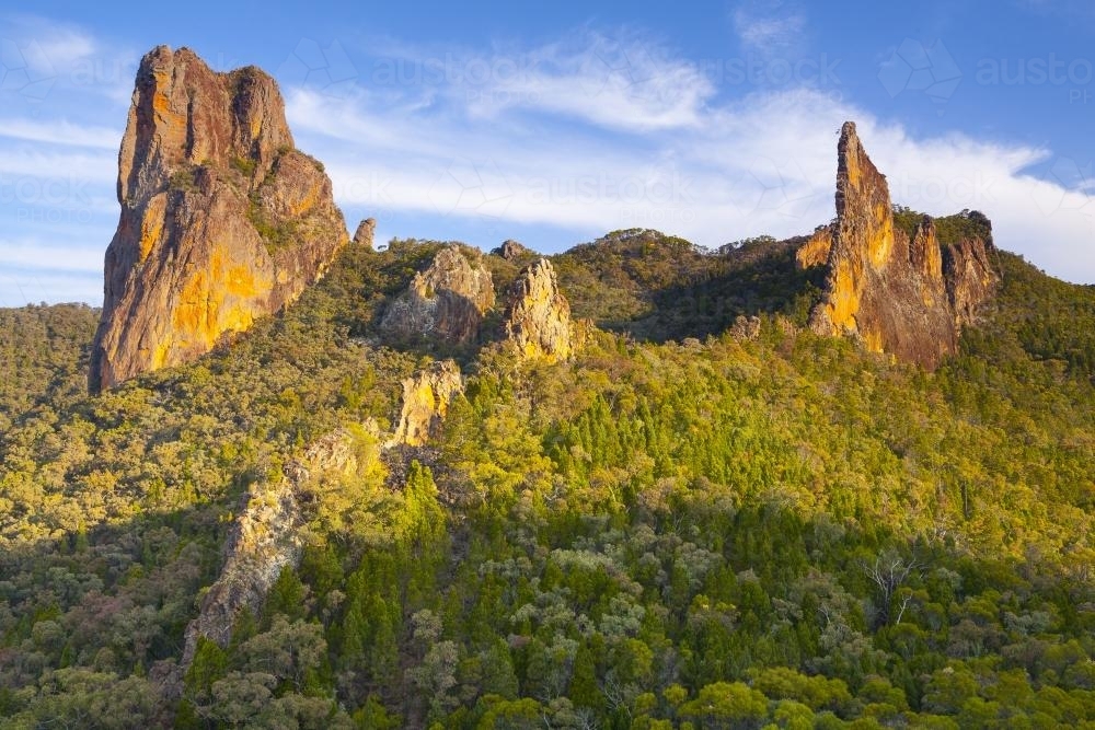 Belougery Spire and The Breadknife - Australian Stock Image