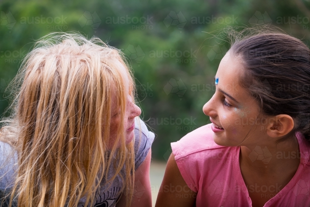 Best friends looking at each other - Australian Stock Image