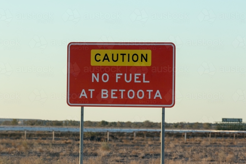 Betoota no fuel sign - Australian Stock Image