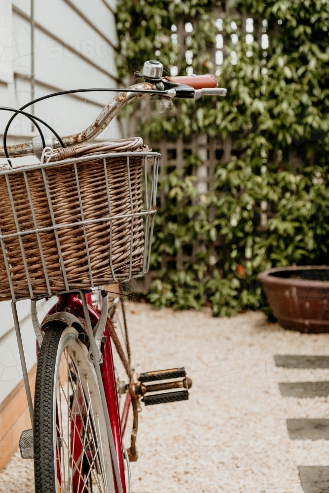 Bicycle and basket ready to go. - Australian Stock Image