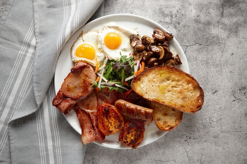 Big breakfast dish on table - Australian Stock Image