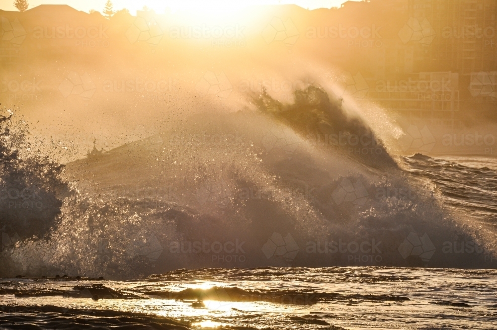 Big waves with sun reflection - Australian Stock Image