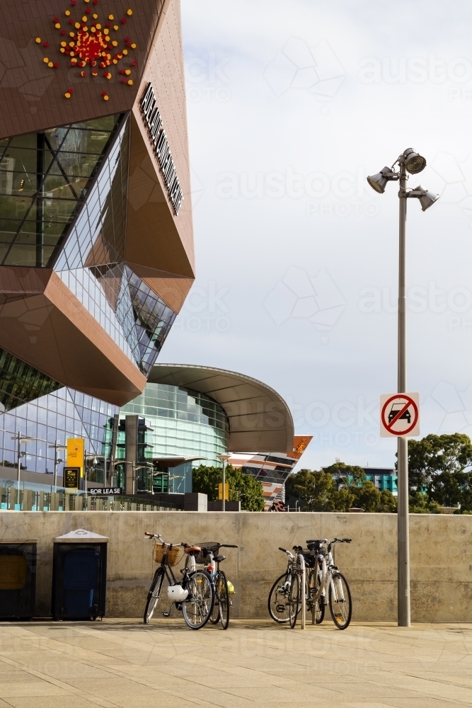 Bikes near Convention Centre buildings - Australian Stock Image