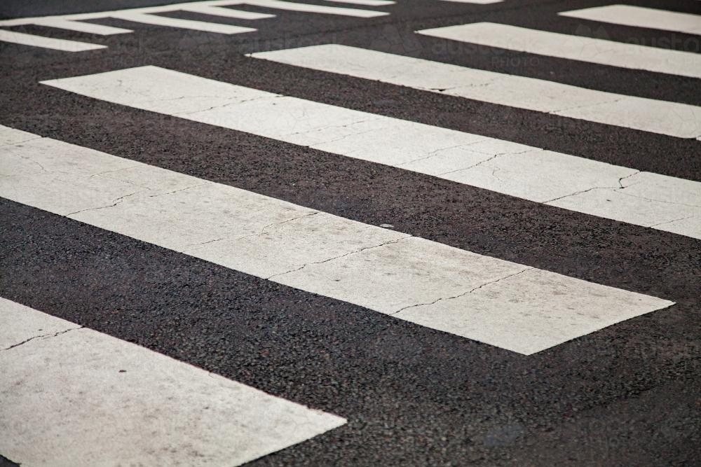 Black and white empty pedestrian crossing on the road - Australian Stock Image