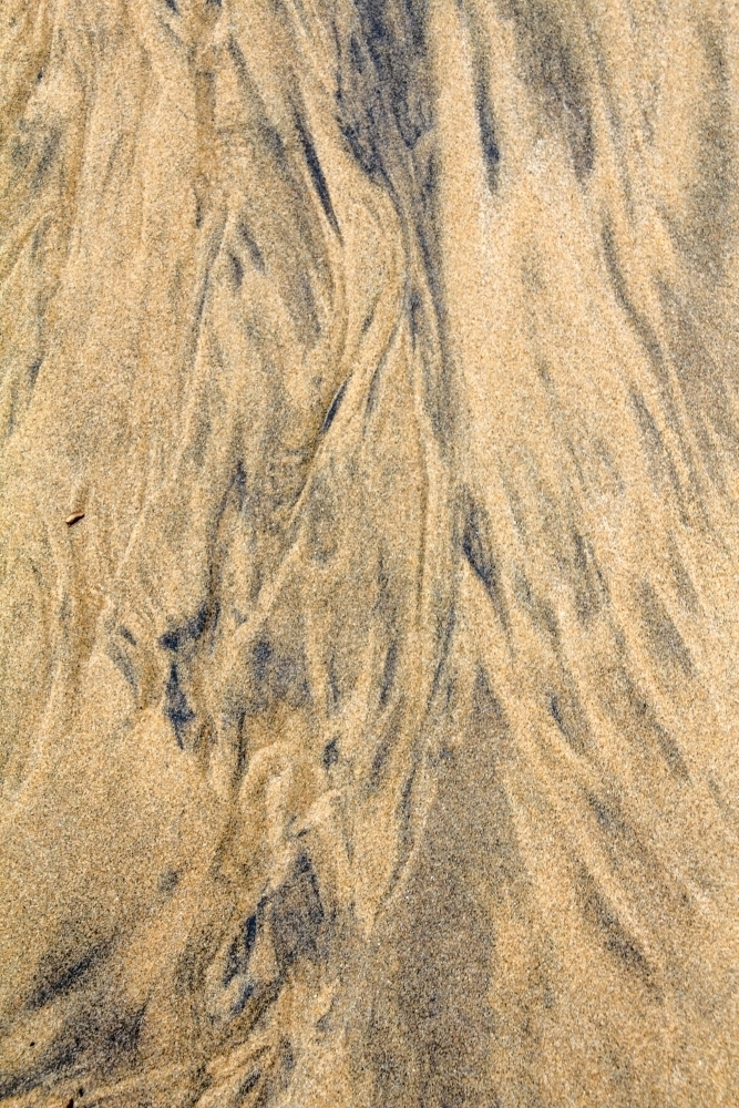black patterns in sand - Australian Stock Image