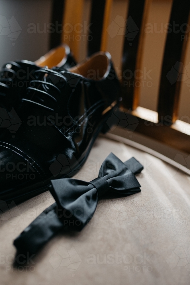 black shoes and bowtie - Australian Stock Image
