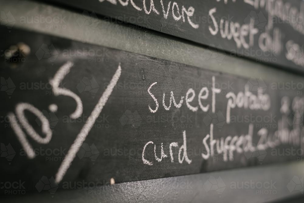 blackboard menu in a cafe - Australian Stock Image